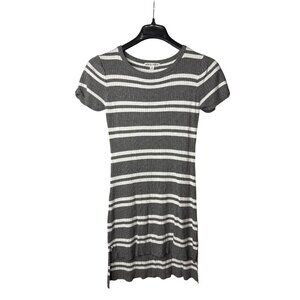 Moral Fiber Juniors High Low Mini Shirt Dress L Ribbed Striped Vintage Y2K Rayon